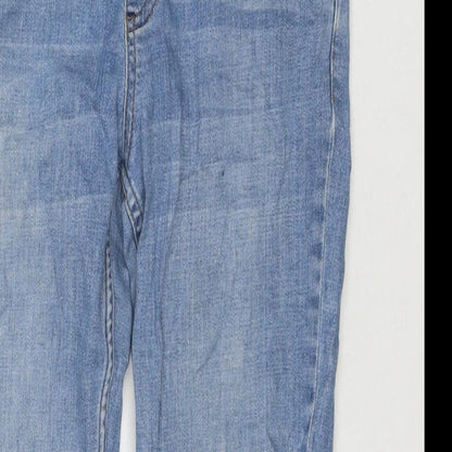 Topshop Womens Blue Cotton Skinny Jeans Size 10 L25 in Regular Zip