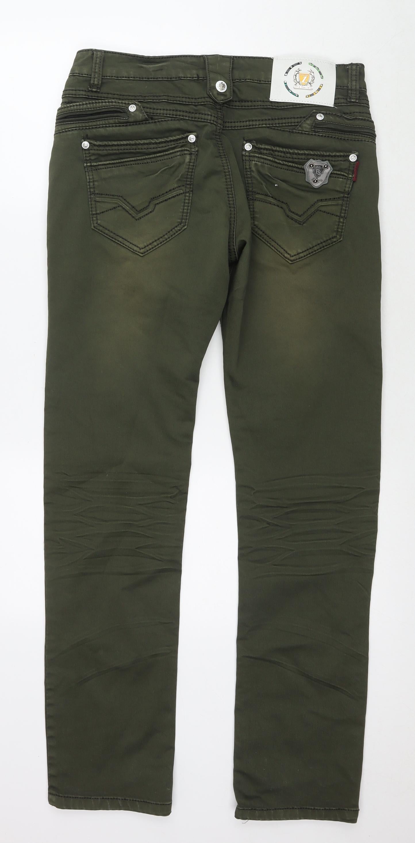 One Hectar Womens Green Cotton Straight Jeans Size 36 in L32 in Regular Zip