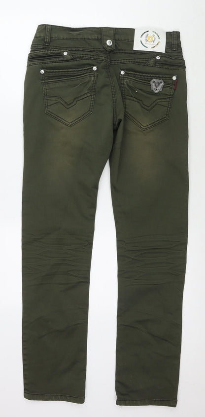 One Hectar Womens Green Cotton Straight Jeans Size 36 in L32 in Regular Zip
