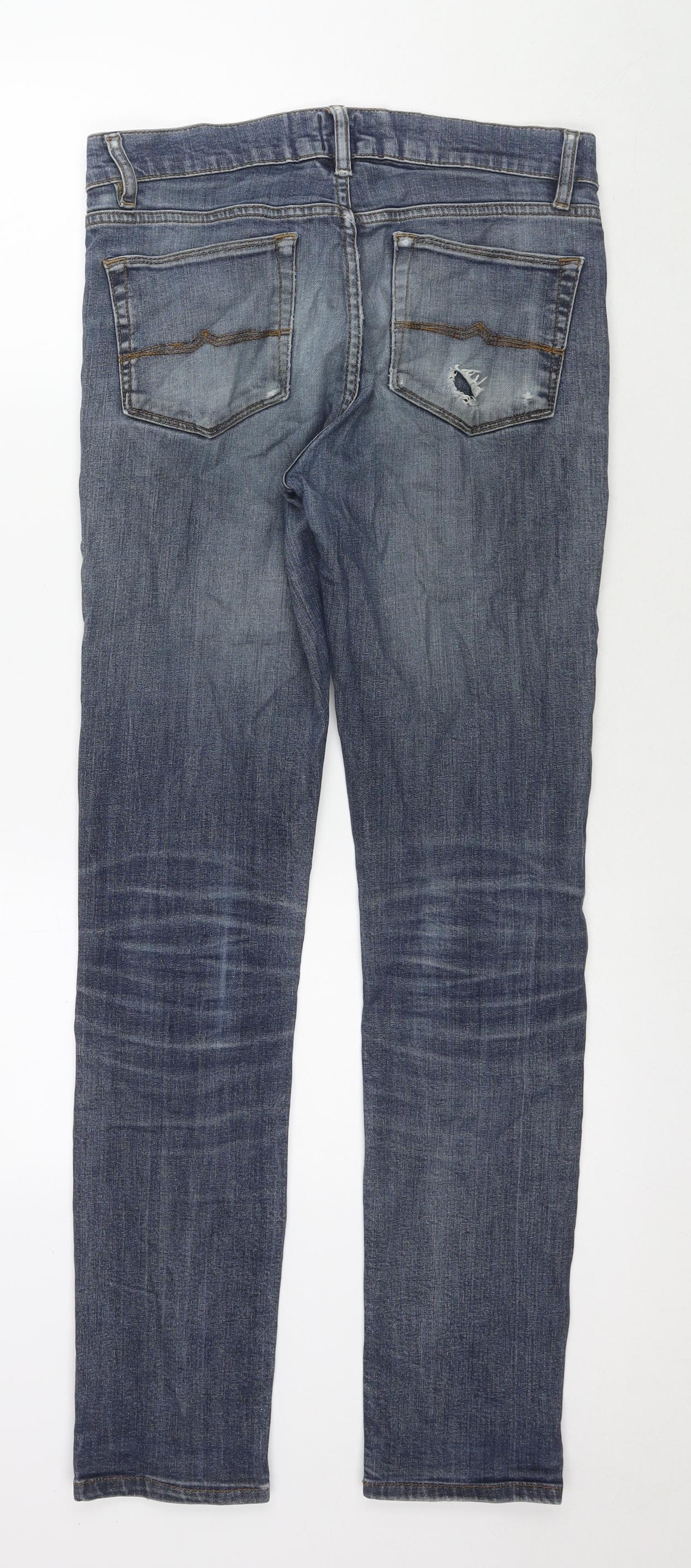 ASOS Mens Blue Cotton Skinny Jeans Size 28 in L31 in Regular Zip