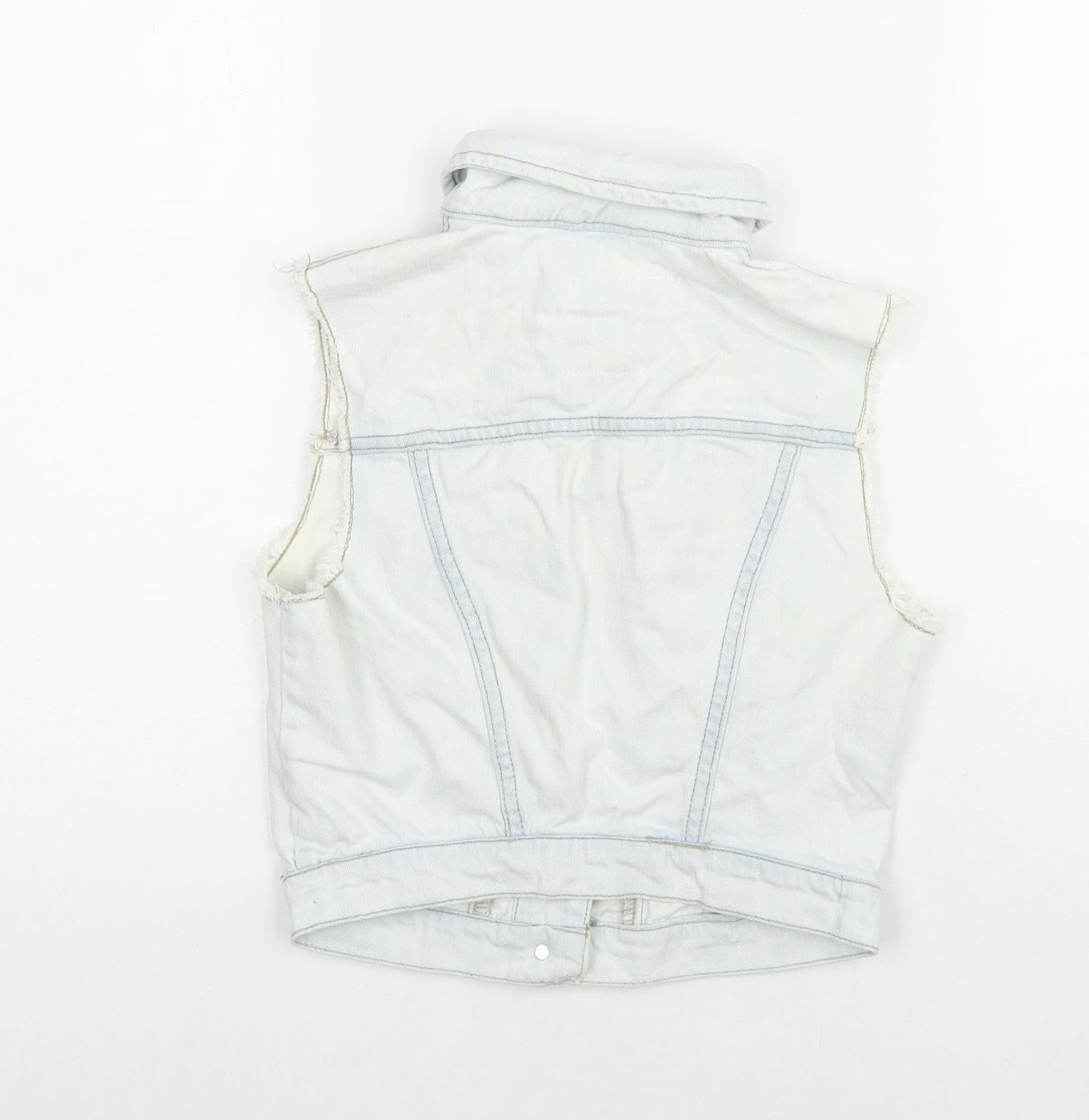 Denim & Co. Womens Blue Gilet Waistcoat Size 6 Button