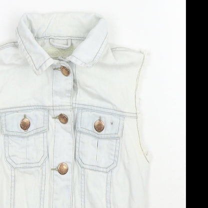 Denim & Co. Womens Blue Gilet Waistcoat Size 6 Button