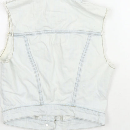 Denim & Co. Womens Blue Gilet Waistcoat Size 6 Button