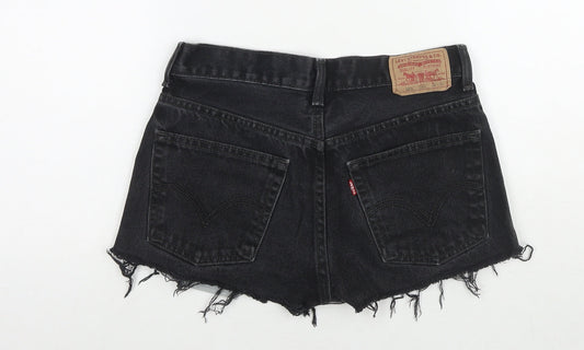Levi's Womens Black Cotton Hot Pants Shorts Size 28 in L3 in Regular Zip - Customized Shorts