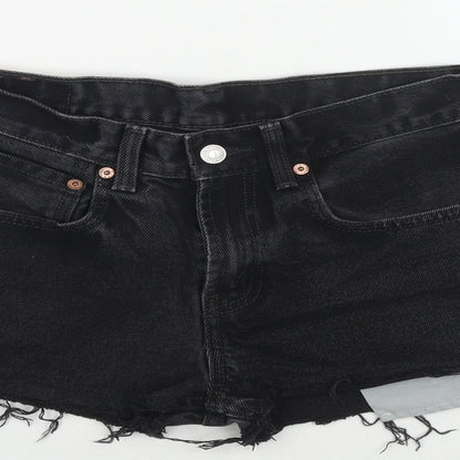 Levi's Womens Black Cotton Hot Pants Shorts Size 28 in L3 in Regular Zip - Customized Shorts