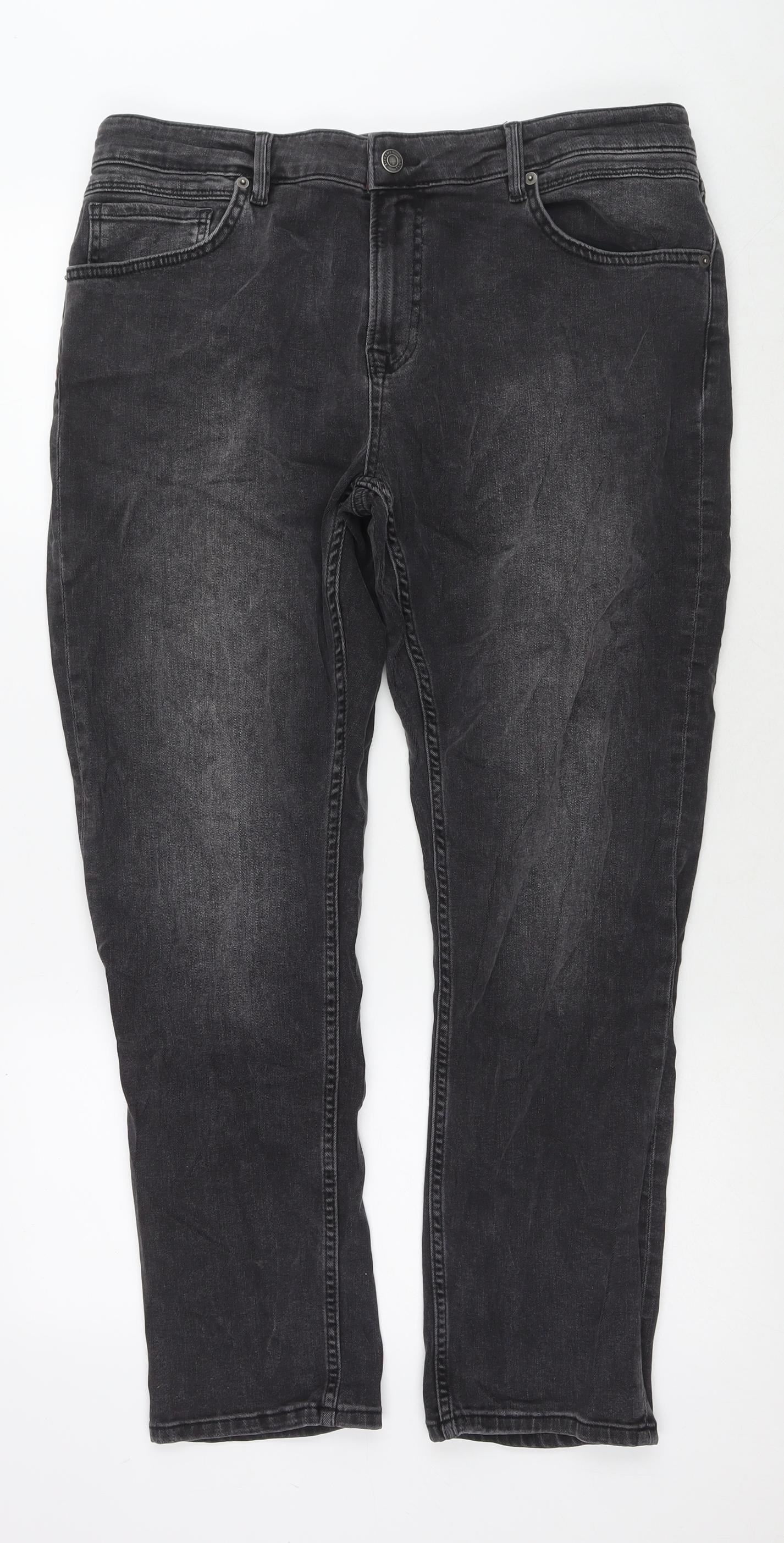 A-Frame Mens Black Cotton Straight Jeans Size 38 in L27 in Regular Zip