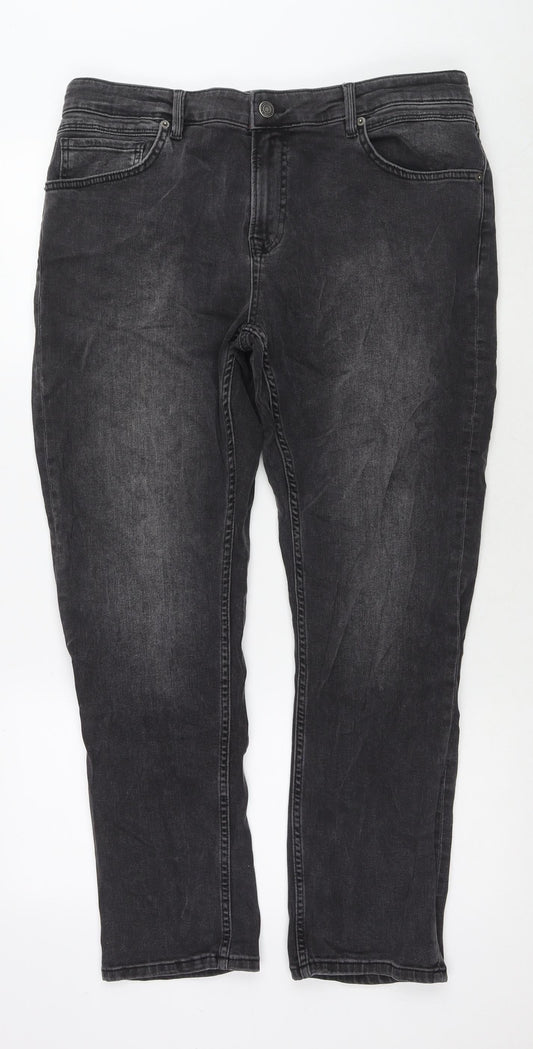 A-Frame Mens Black Cotton Straight Jeans Size 38 in L27 in Regular Zip
