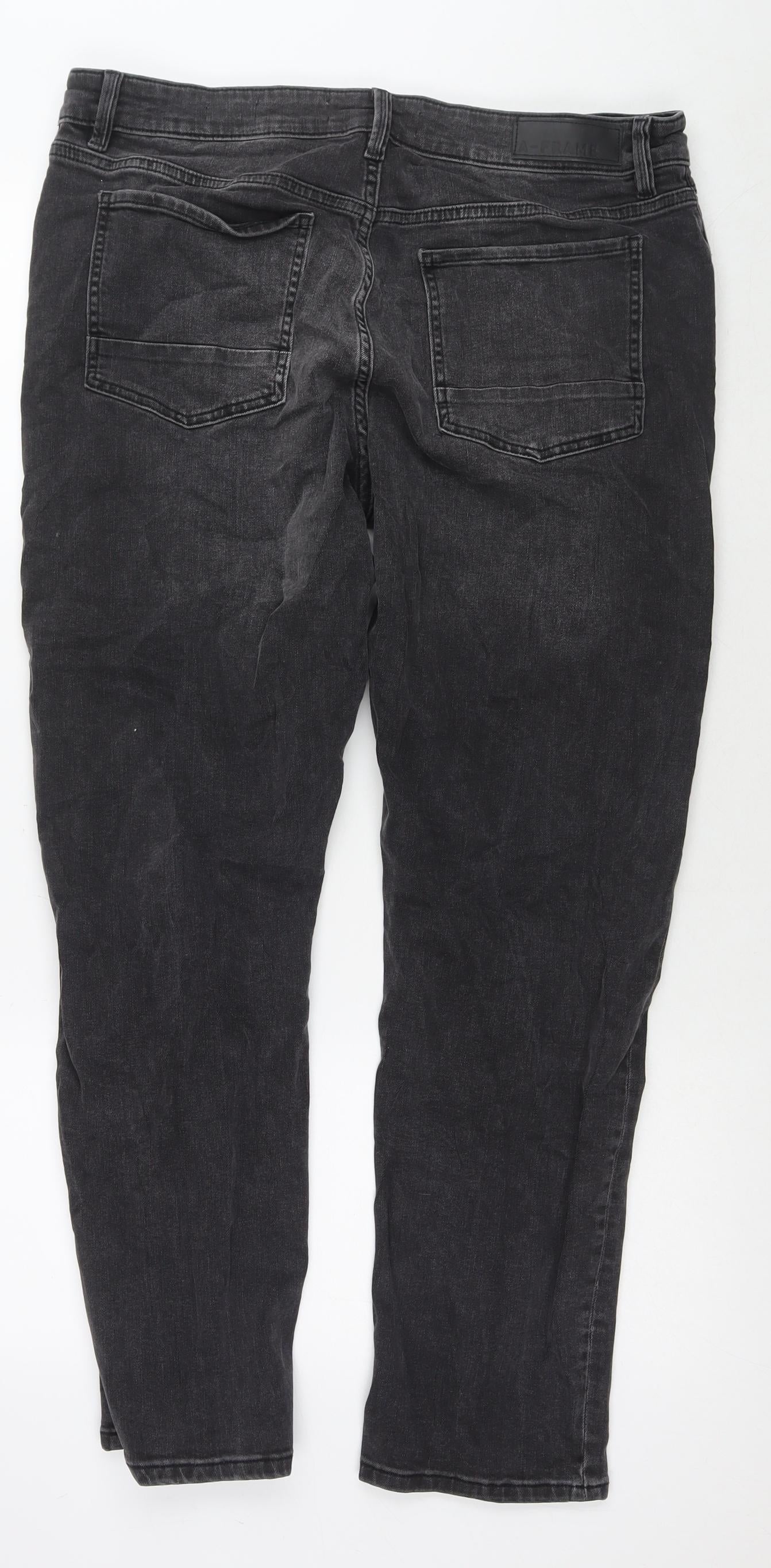 A-Frame Mens Black Cotton Straight Jeans Size 38 in L27 in Regular Zip