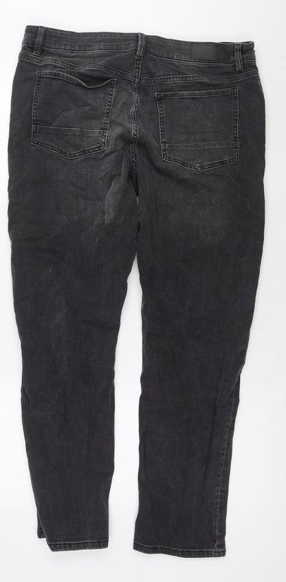 A-Frame Mens Black Cotton Straight Jeans Size 38 in L27 in Regular Zip