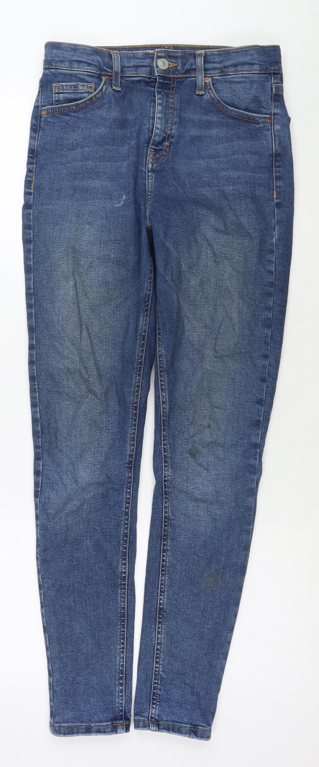 Topshop Womens Blue Cotton Skinny Jeans Size 28 in L32 in Regular Zip