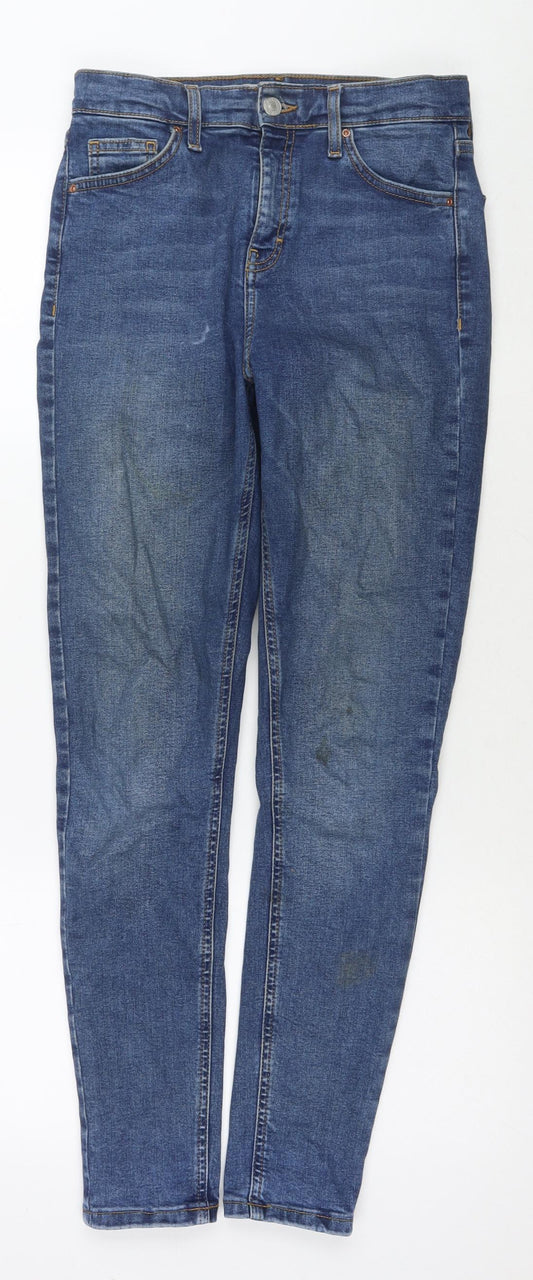 Topshop Womens Blue Cotton Skinny Jeans Size 28 in L32 in Regular Zip