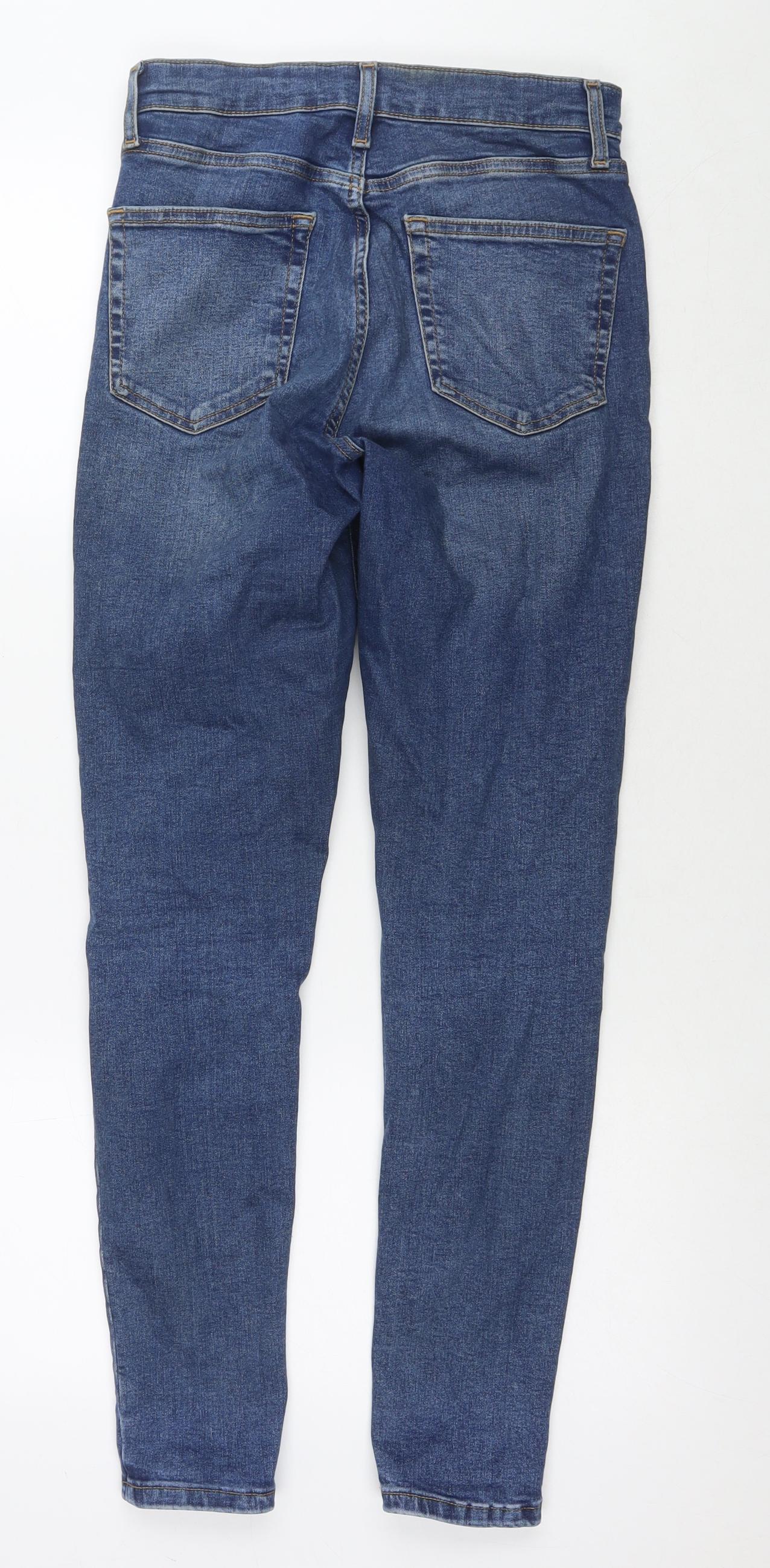 Topshop Womens Blue Cotton Skinny Jeans Size 28 in L32 in Regular Zip