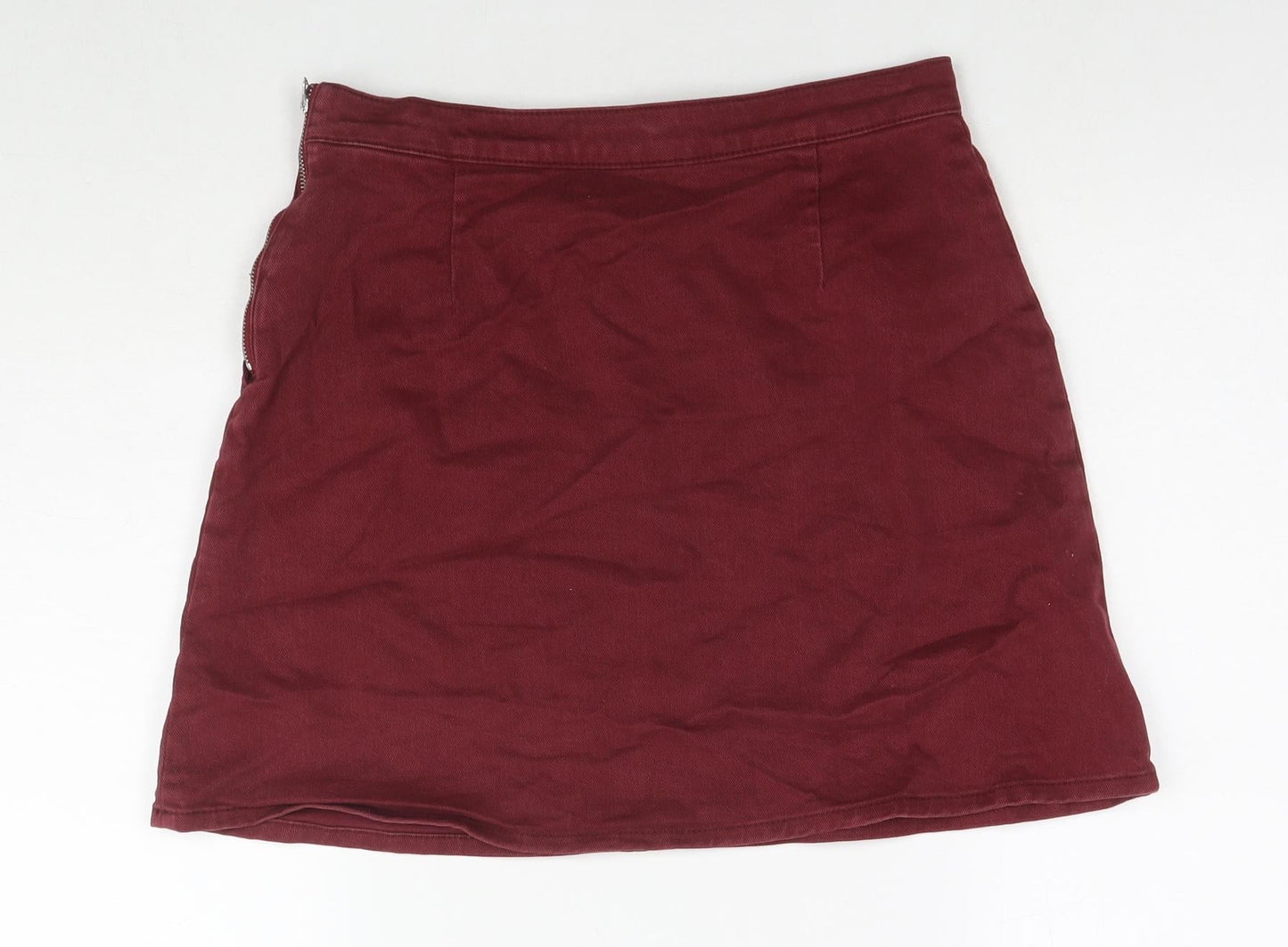 ASOS Womens Red Cotton A-Line Skirt Size 12 Zip