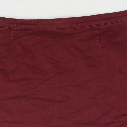 ASOS Womens Red Cotton A-Line Skirt Size 12 Zip