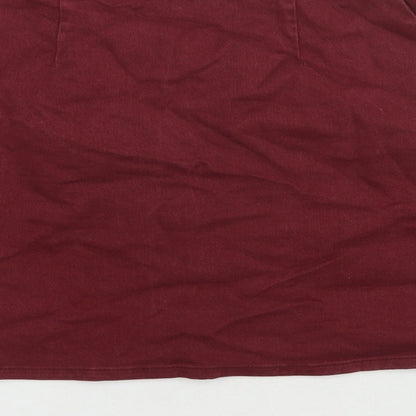 ASOS Womens Red Cotton A-Line Skirt Size 12 Zip
