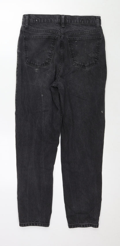 Mango Womens Black Cotton Straight Jeans Size 8 L26 in Regular Zip