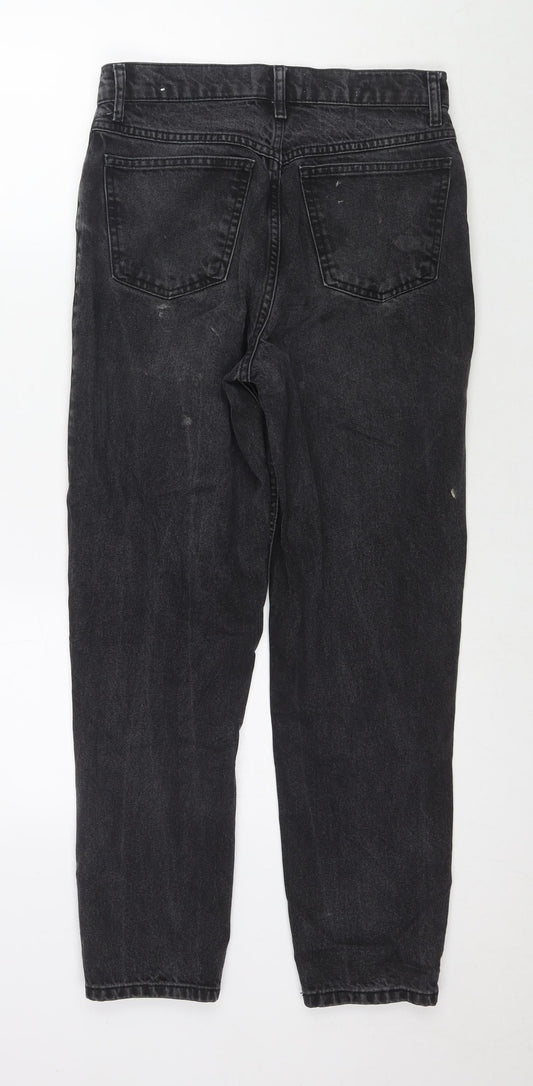Mango Womens Black Cotton Straight Jeans Size 8 L26 in Regular Zip