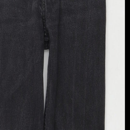 Mango Womens Black Cotton Straight Jeans Size 8 L26 in Regular Zip