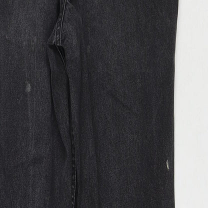 Mango Womens Black Cotton Straight Jeans Size 8 L26 in Regular Zip