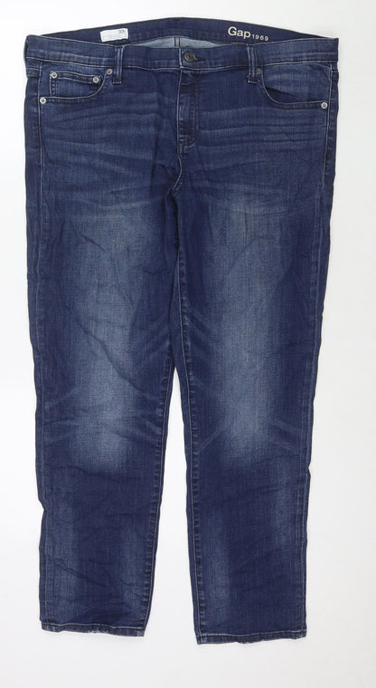 Gap Womens Blue Cotton Straight Jeans Size 33 in L28 in Regular Zip