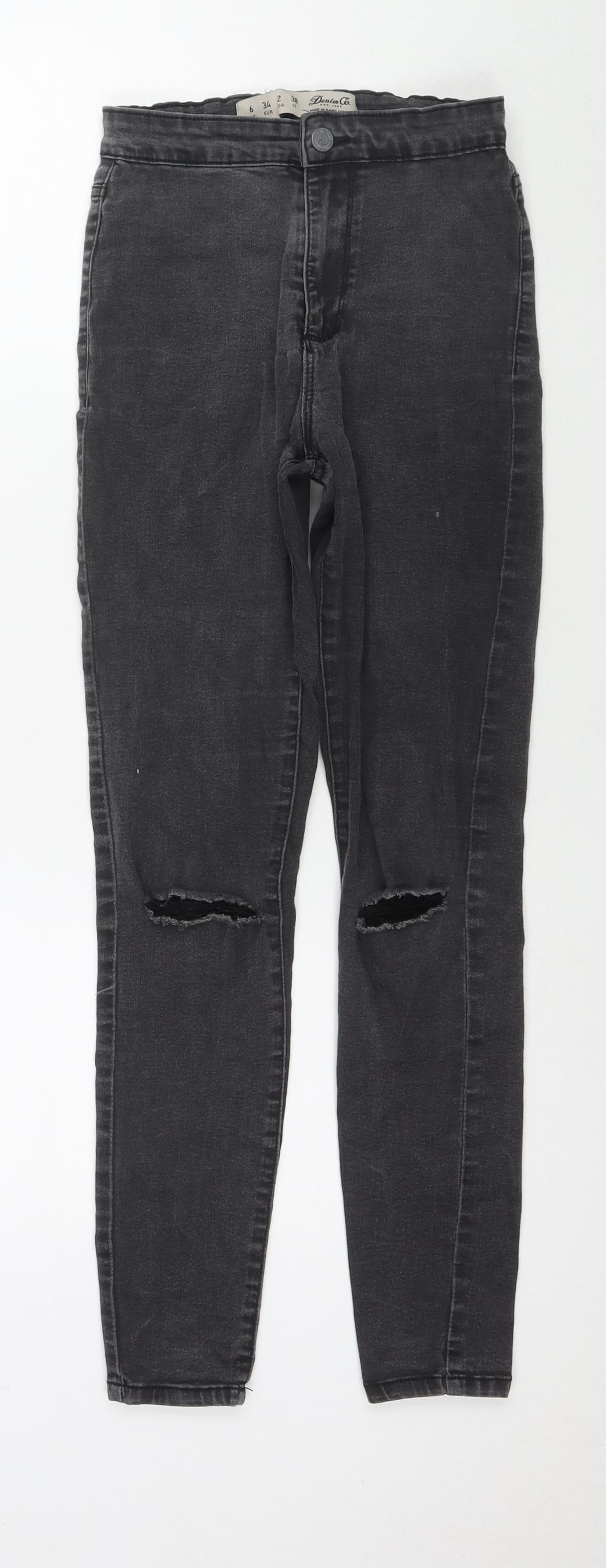 Denim & Co. Womens Black Cotton Skinny Jeans Size 6 L26 in Regular Zip