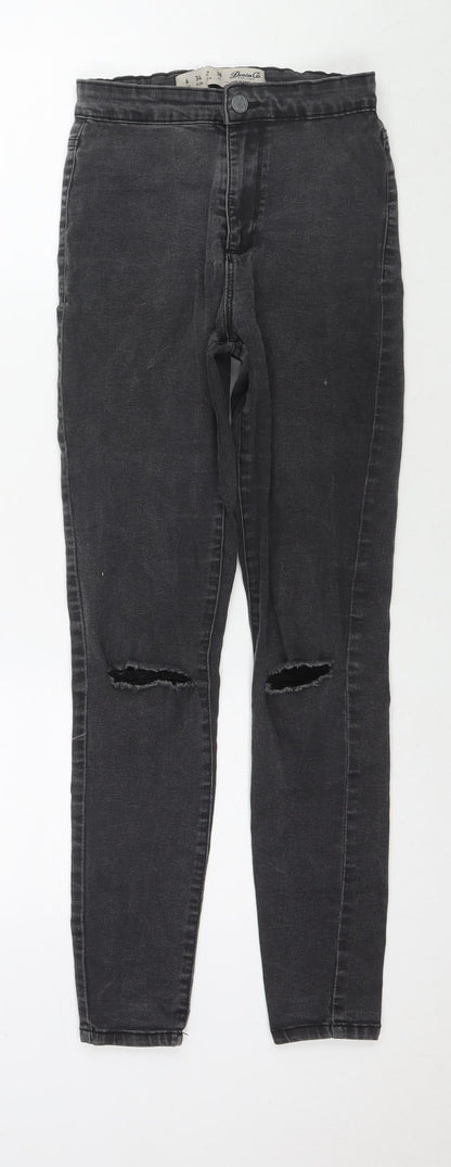 Denim & Co. Womens Black Cotton Skinny Jeans Size 6 L26 in Regular Zip