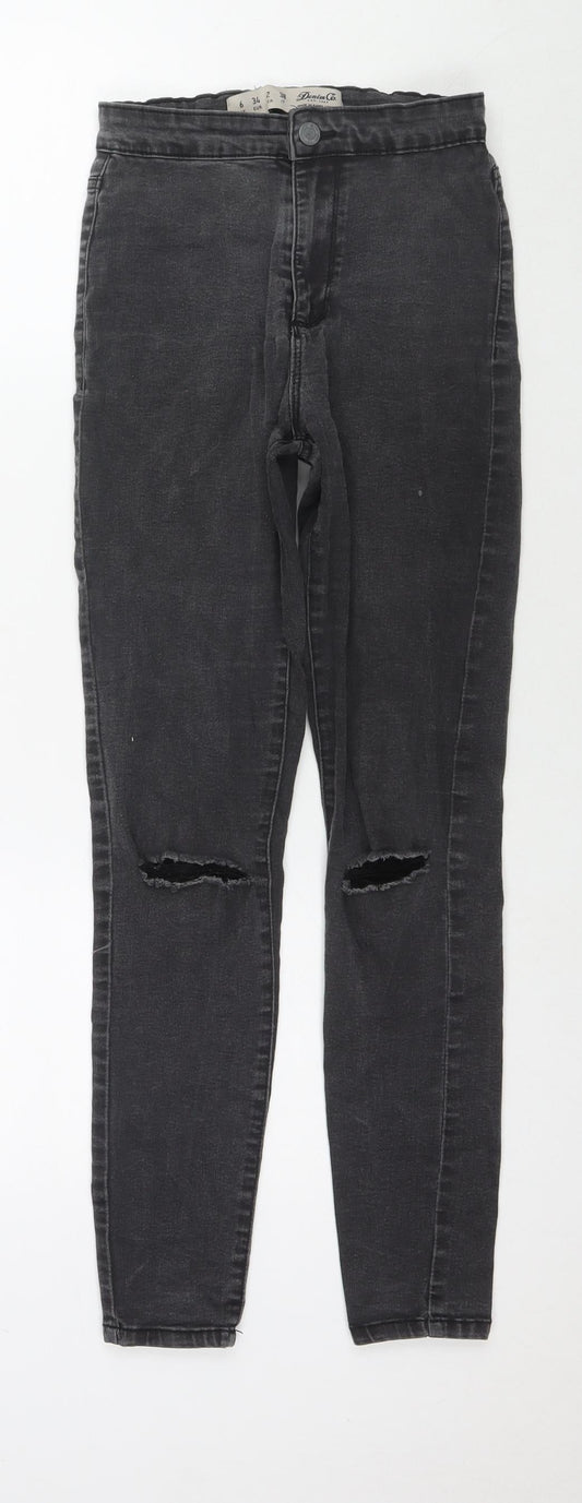 Denim & Co. Womens Black Cotton Skinny Jeans Size 6 L26 in Regular Zip