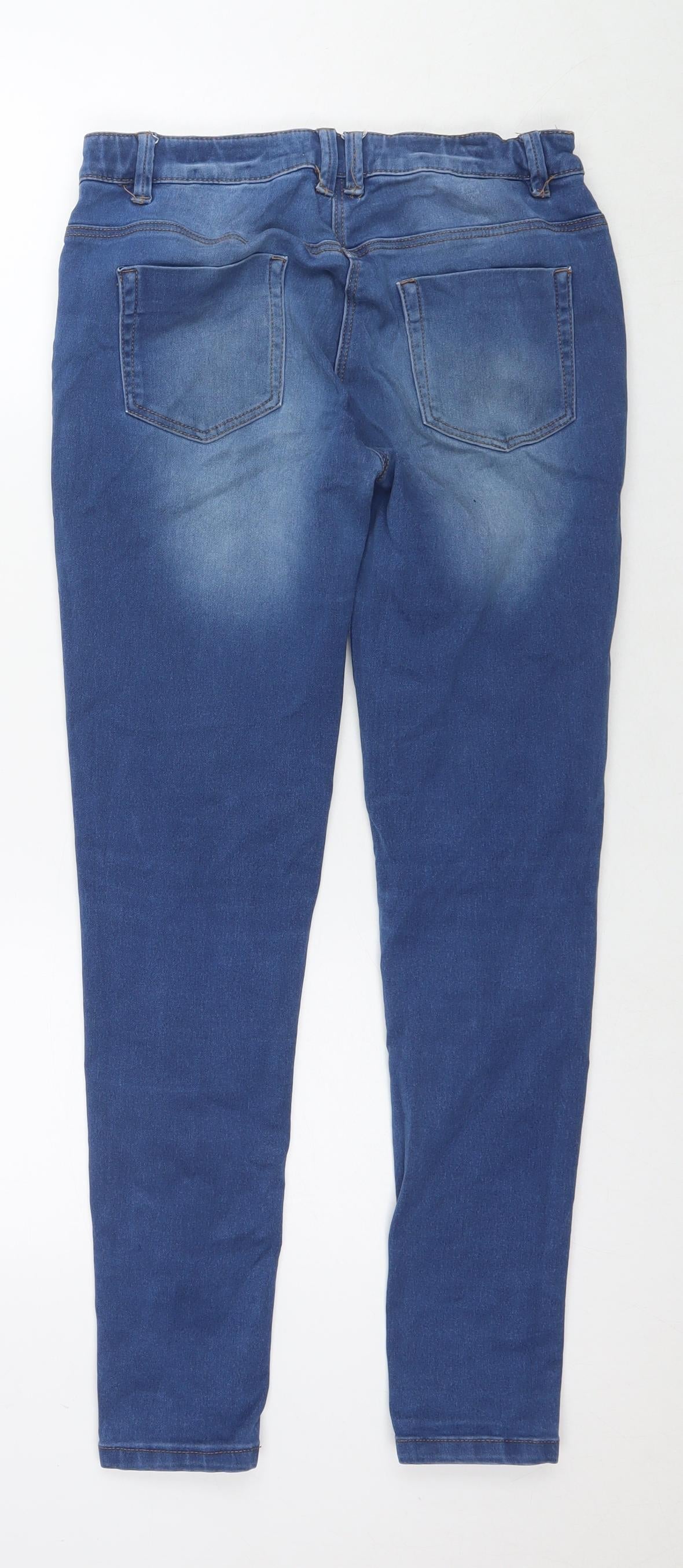 Marks and Spencer Girls Blue Cotton Skinny Jeans Size 13-14 Years L28 in Regular Zip