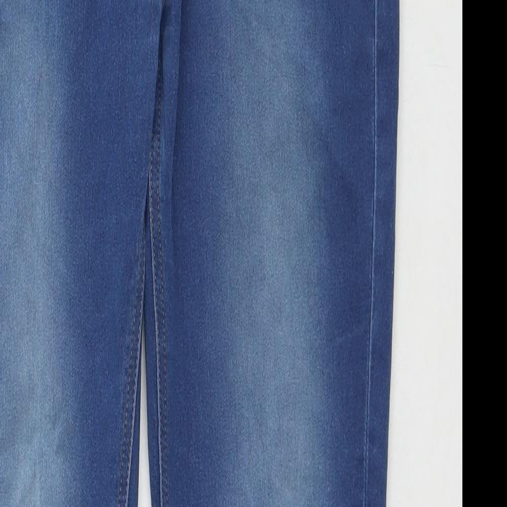 Marks and Spencer Girls Blue Cotton Skinny Jeans Size 13-14 Years L28 in Regular Zip
