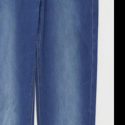 Marks and Spencer Girls Blue Cotton Skinny Jeans Size 13-14 Years L28 in Regular Zip