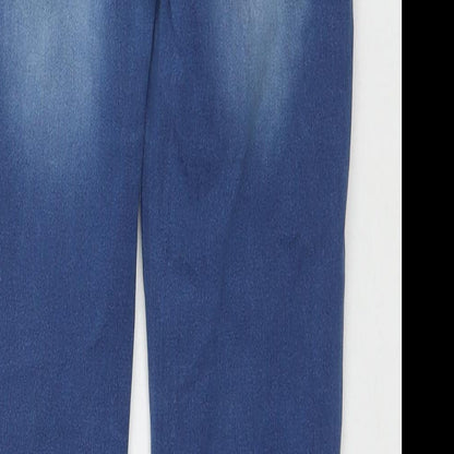 Marks and Spencer Girls Blue Cotton Skinny Jeans Size 13-14 Years L28 in Regular Zip