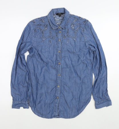 Womens UK Size 6 NEXT Blue Basic Button-Up