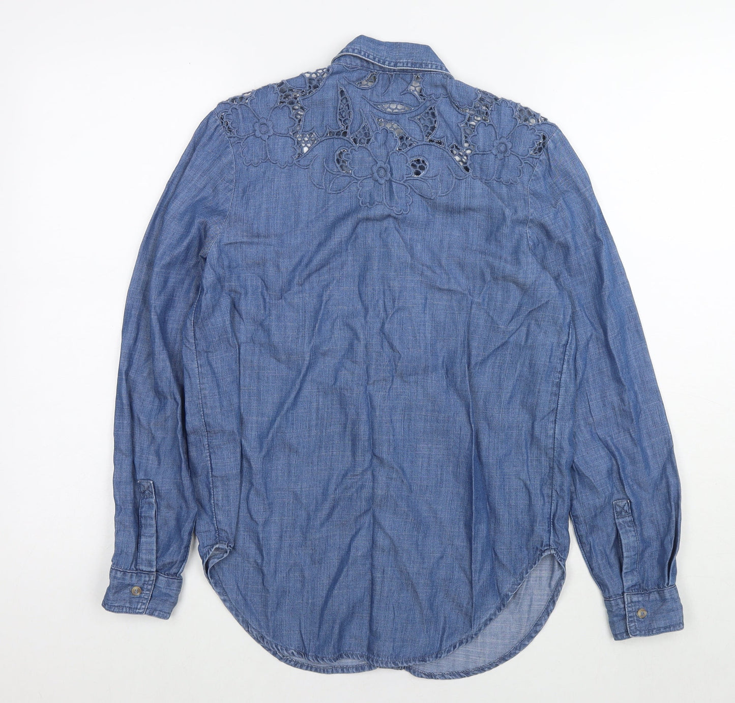 Womens UK Size 6 NEXT Blue Basic Button-Up
