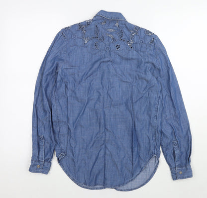 Womens UK Size 6 NEXT Blue Basic Button-Up