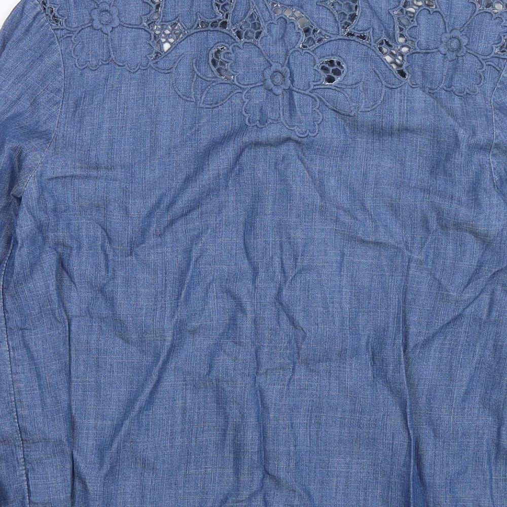 Womens UK Size 6 NEXT Blue Basic Button-Up