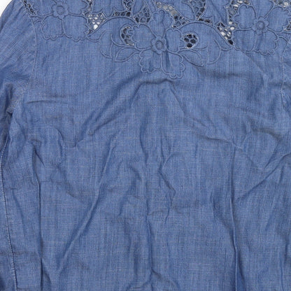 Womens UK Size 6 NEXT Blue Basic Button-Up