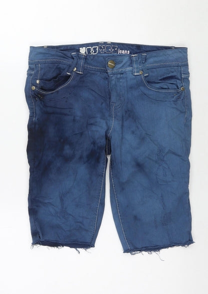 YesYes Womens Blue Cotton Boyfriend Shorts Size 10 L10 in Regular Zip