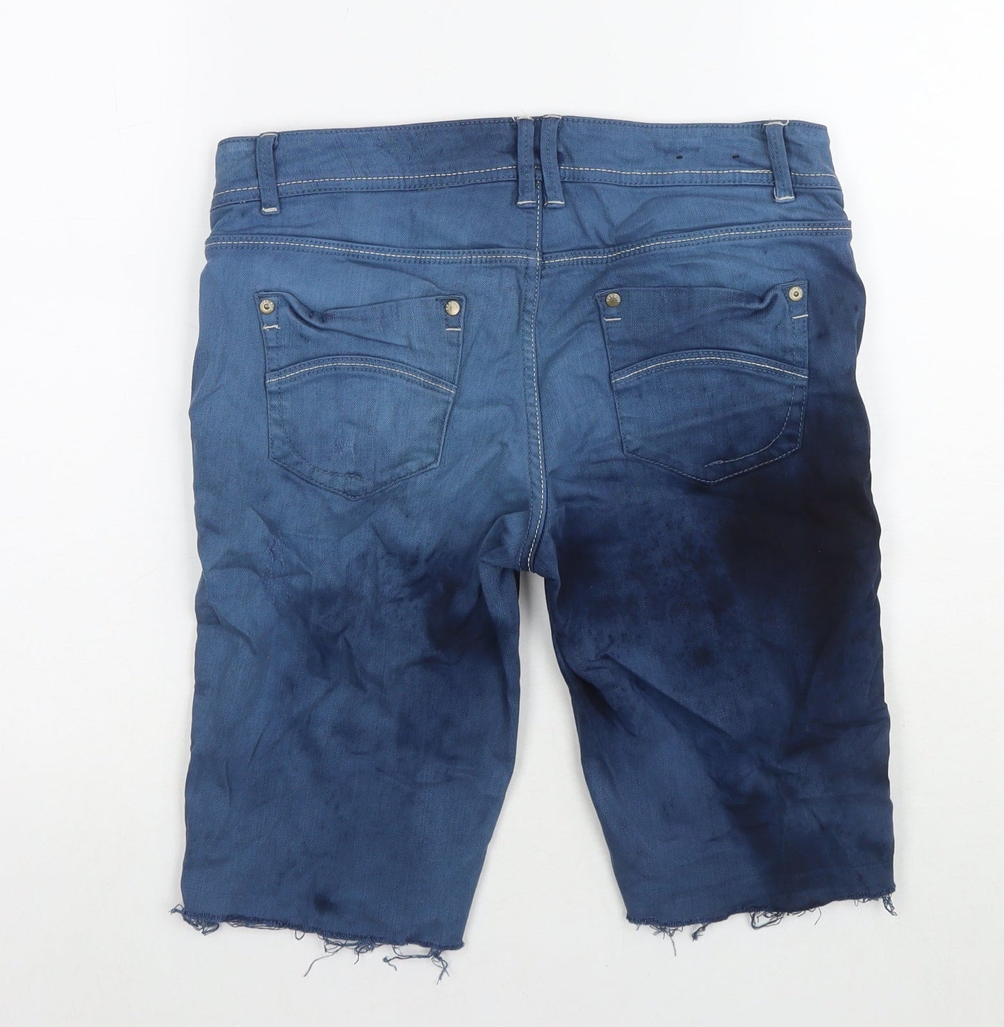 YesYes Womens Blue Cotton Boyfriend Shorts Size 10 L10 in Regular Zip