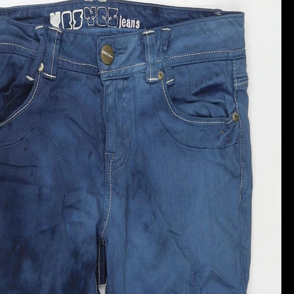 YesYes Womens Blue Cotton Boyfriend Shorts Size 10 L10 in Regular Zip