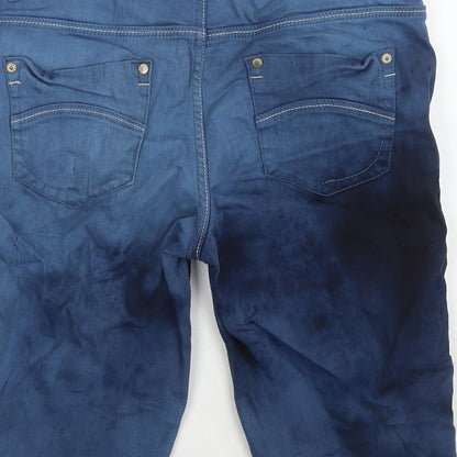 YesYes Womens Blue Cotton Boyfriend Shorts Size 10 L10 in Regular Zip