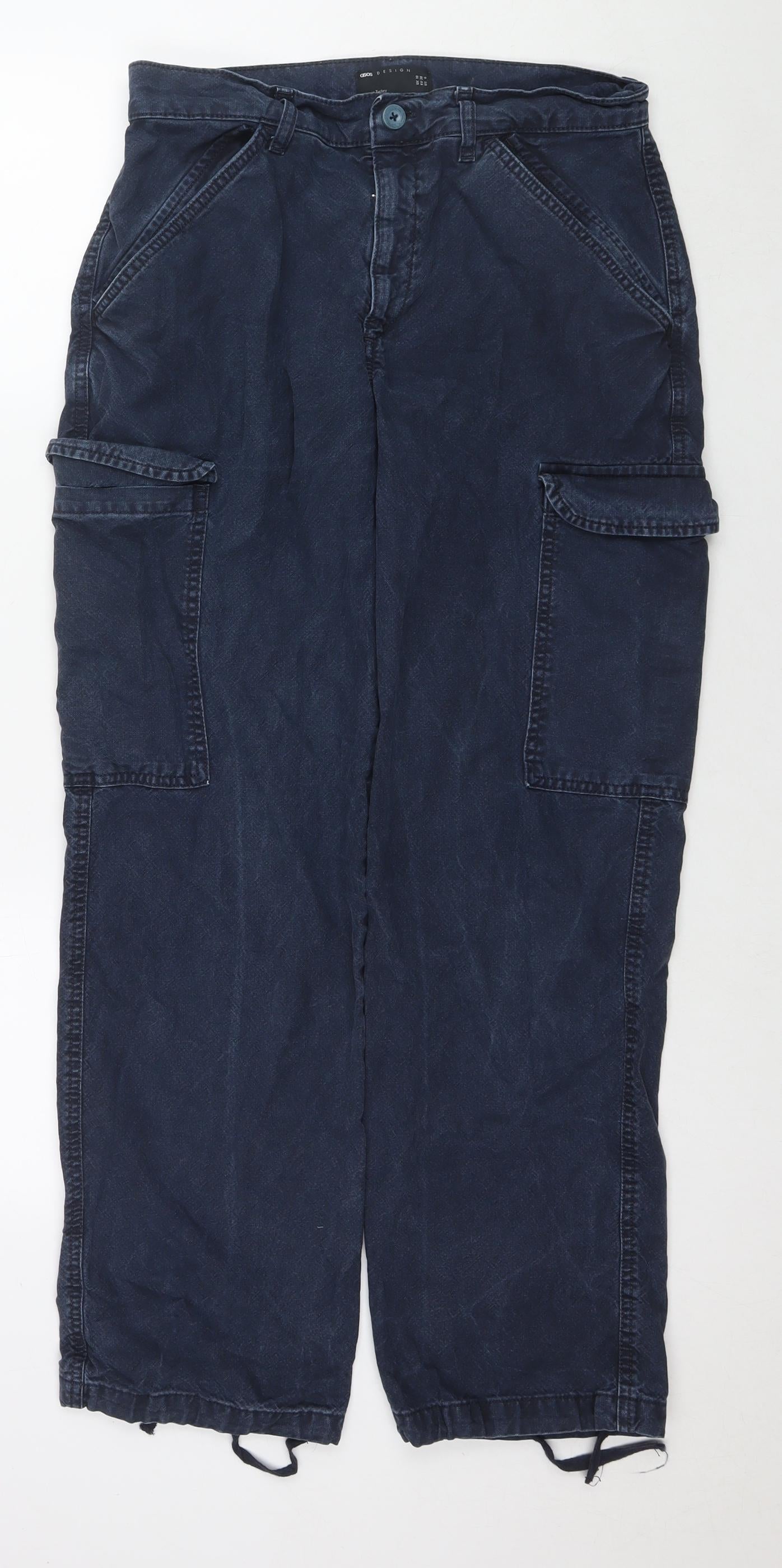 ASOS Womens Blue Cotton Straight Jeans Size 10 L30 in Regular Zip - Cargo Style