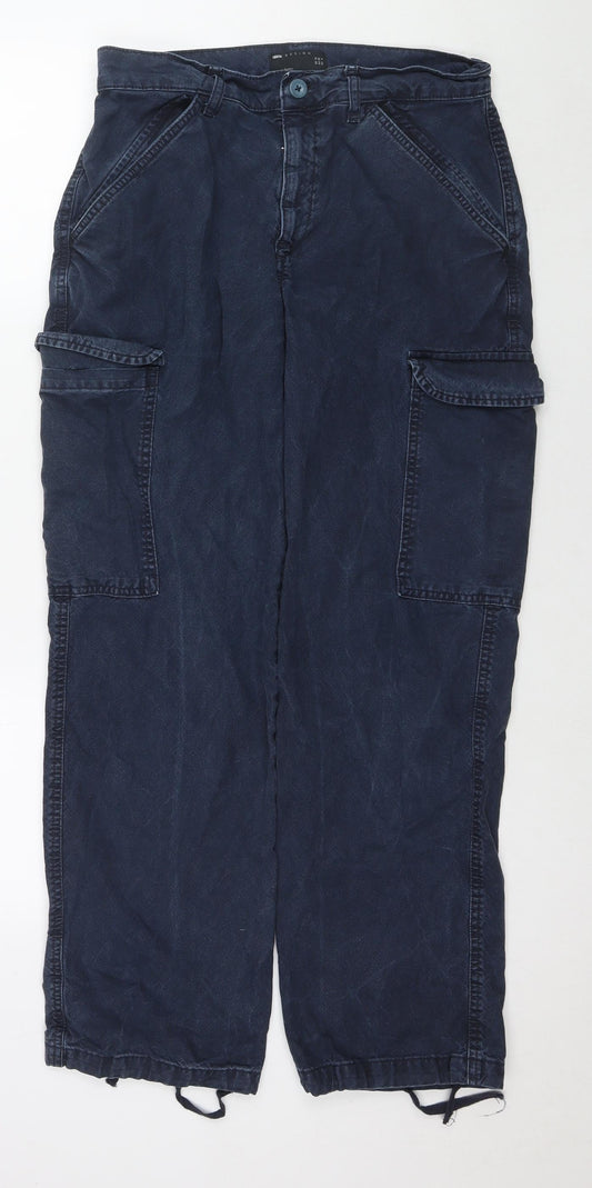 ASOS Womens Blue Cotton Straight Jeans Size 10 L30 in Regular Zip - Cargo Style