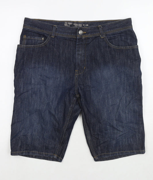 Denim IND Mens Blue Cotton Bermuda Shorts Size 34 in L11 in Regular Zip