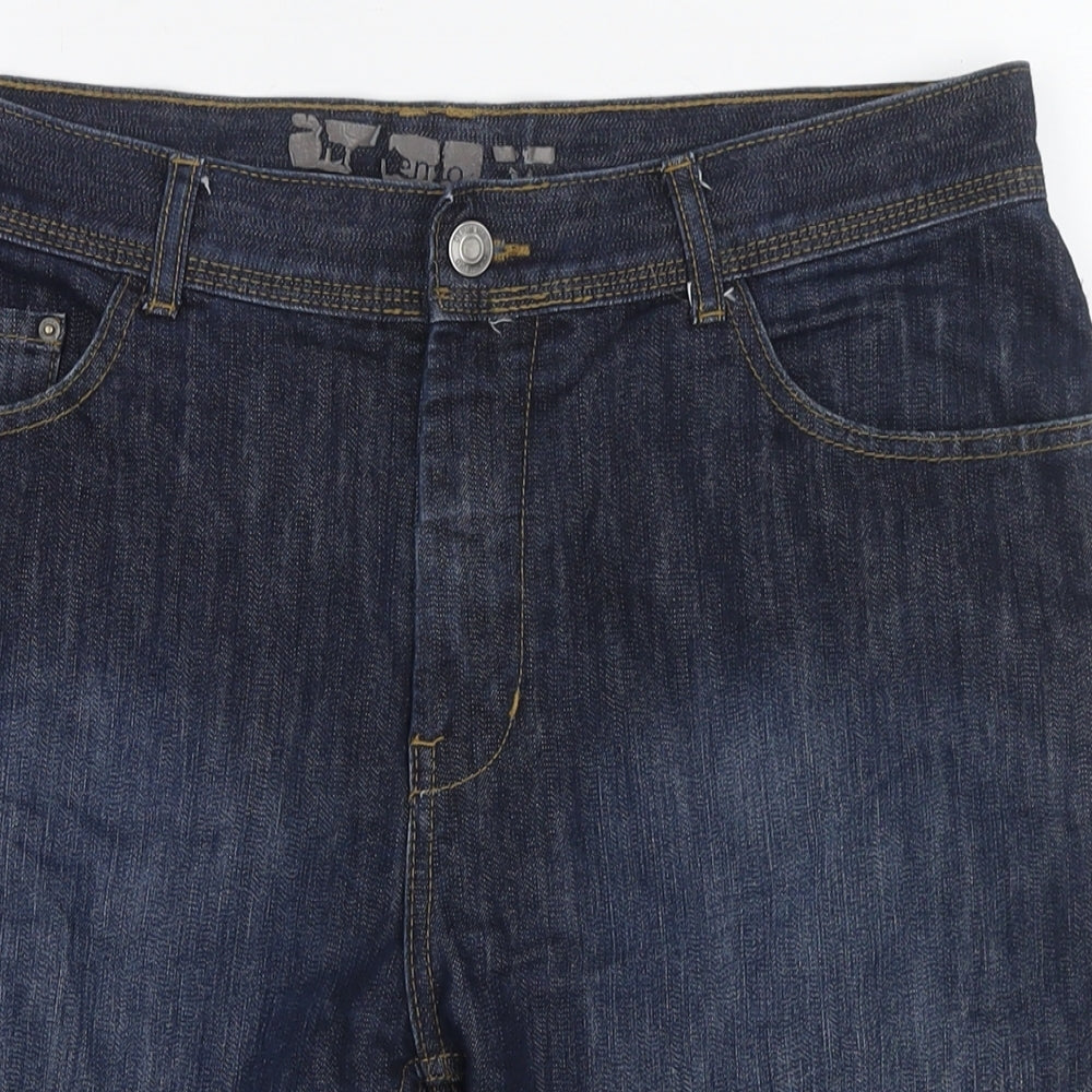 Denim IND Mens Blue Cotton Bermuda Shorts Size 34 in L11 in Regular Zip