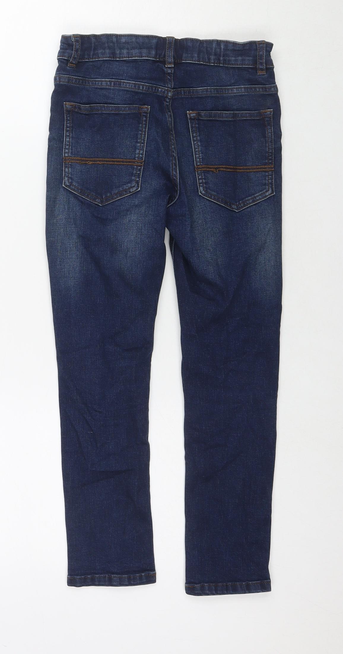 NEXT Girls Blue Cotton Skinny Jeans Size 9 Years L20 in Regular Zip