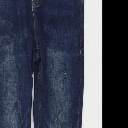 NEXT Girls Blue Cotton Skinny Jeans Size 9 Years L20 in Regular Zip