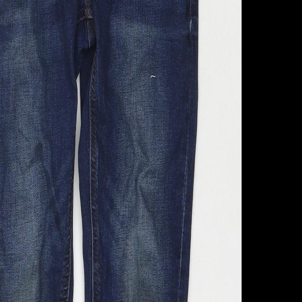 NEXT Girls Blue Cotton Skinny Jeans Size 9 Years L20 in Regular Zip