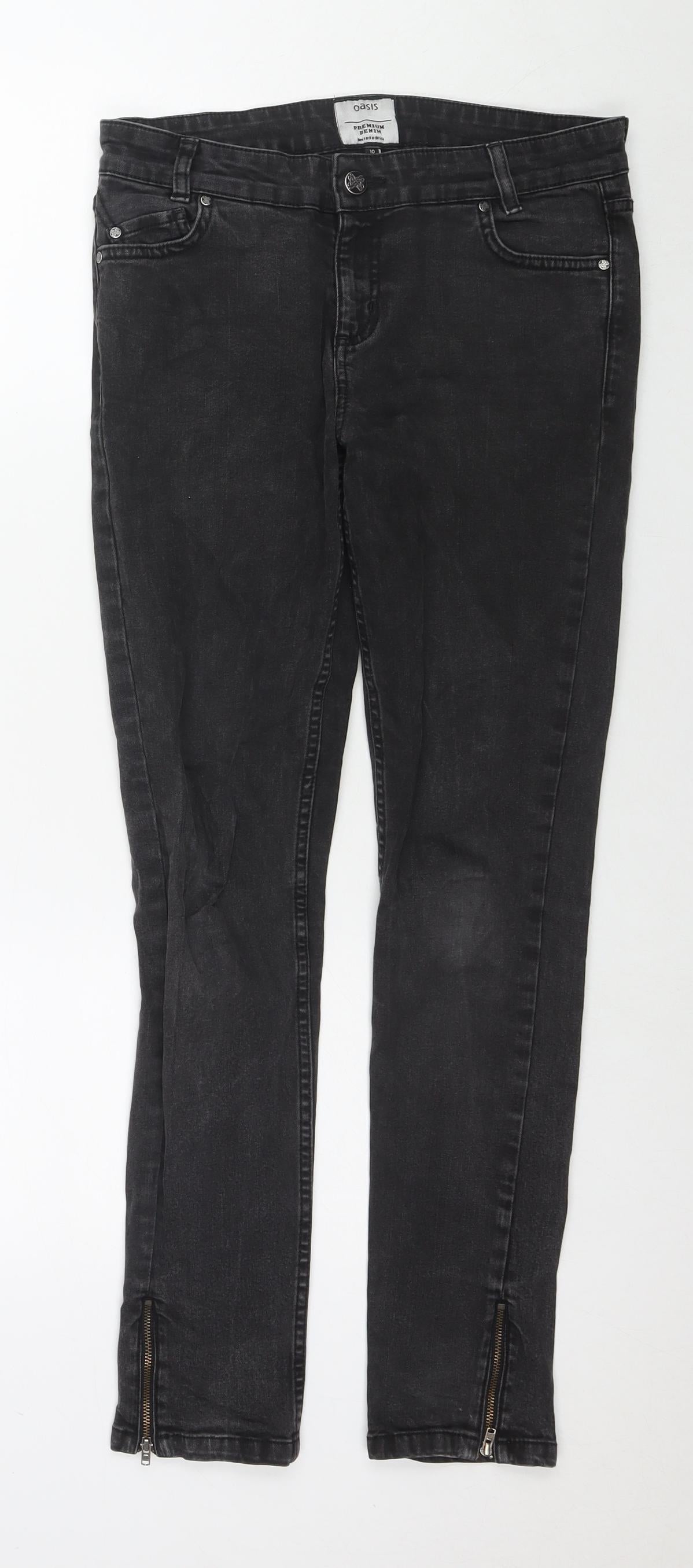 Oasis Womens Black Cotton Skinny Jeans Size 10 L28 in Regular Zip
