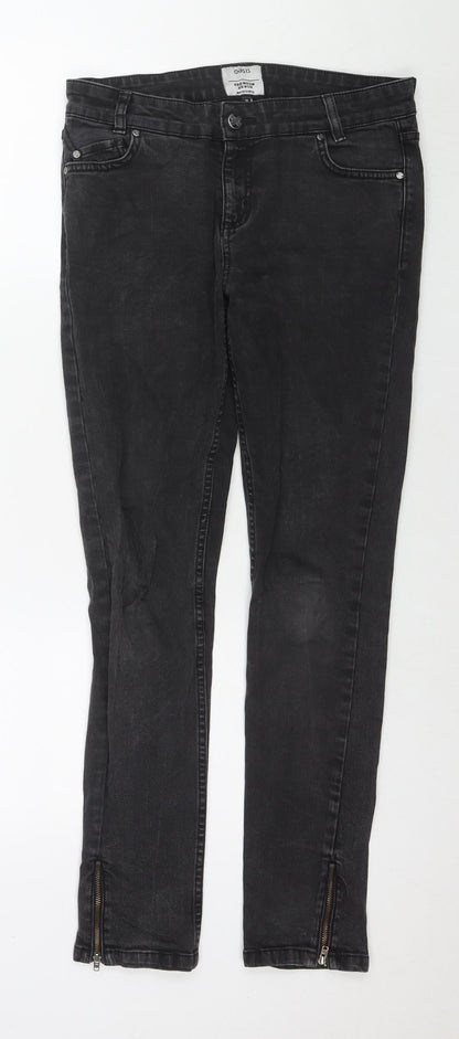 Oasis Womens Black Cotton Skinny Jeans Size 10 L28 in Regular Zip