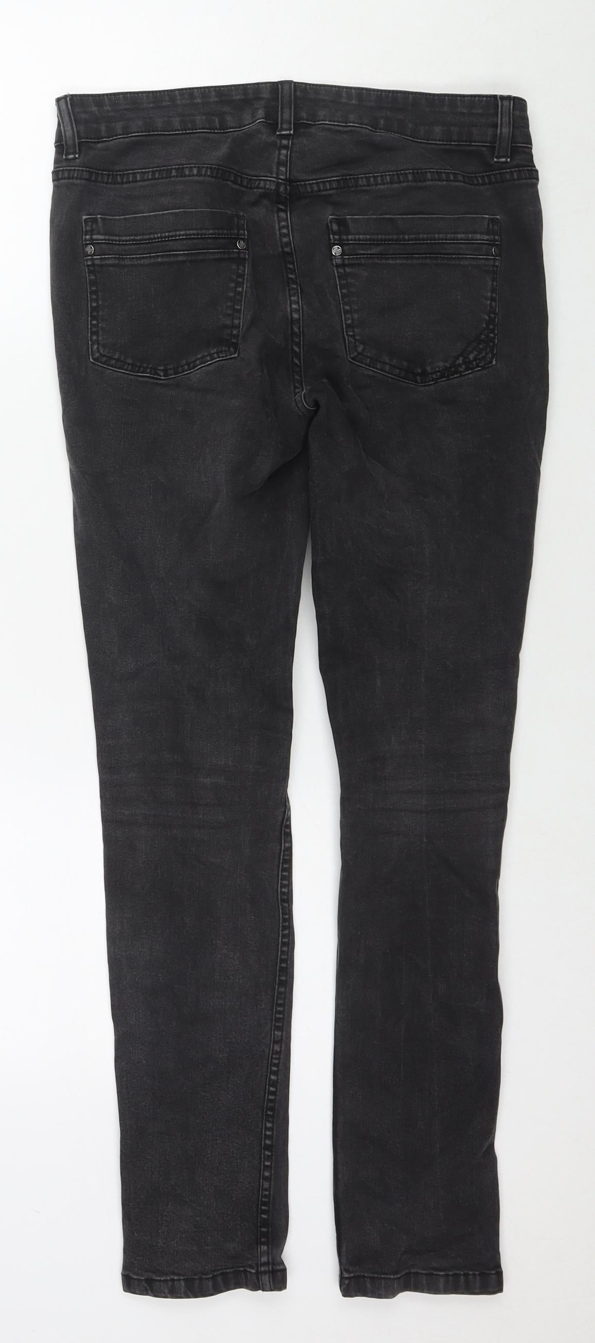 Oasis Womens Black Cotton Skinny Jeans Size 10 L28 in Regular Zip